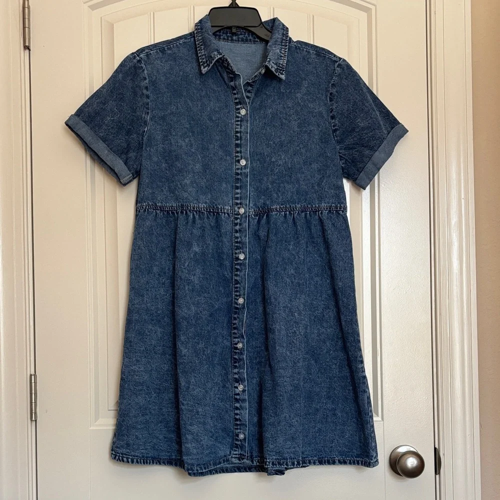 Denim Button-Front Dress - Picture 1 of 5